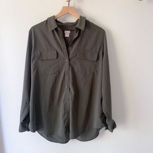 Chicos Olive Green Button Up